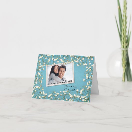 Save The Date-ベビーの呼気写真フレーム 案内状 (正面)