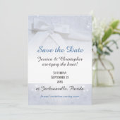 Save The Date ホワイトリボン | 結婚式 招待状 (スタンド正面)