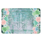 Save the Date！ボウホスタイルの多肉植物とジオメトリックフレーム マグネット (横)