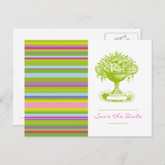  SAVE THE DATE, ポストカード, カラフルでおしゃれ 案内ポストカード (正面/裏面)