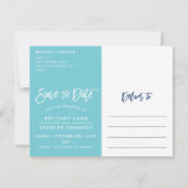 SAVE THE DATE ポストカード モダンな水彩ブルー (裏面)