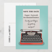 Save the Date ポストカード - ヴィンテージ タイプライター (正面/裏面)