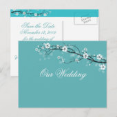 Save the Date ポストカード 白い花 (正面/裏面)