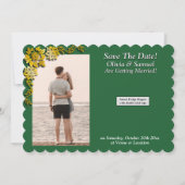 Save The Date マグネット式カード ゴールド エメラルドグリーン サンキューカード (正面)