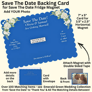 Save The Date マグネット 裏台紙 青 白 サンキューカード