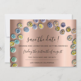 Save The Date ミニマル ゴールド グリーン ローズ セーブザデート