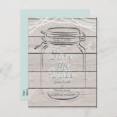 Save The Date メイソンジャーとストリングライト ウェディング 案内ポストカード (正面/裏面)