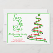 「Save The Date」| モダンなクリスマスツリー 案内状 (正面)