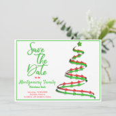 「Save The Date」| モダンなクリスマスツリー 案内状 (スタンド正面)