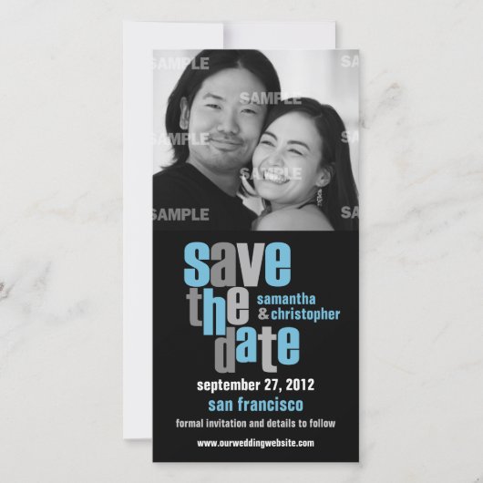 Save The Date モダン Photo Cardと入力 セーブザデート (正面)