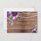 Save The Date ラスティックウッド パープルフラワー 招待状 (裏面)