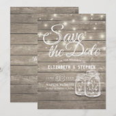 Save The Date ラスティックウッド メイソンジャー ストリングライト セーブザデート (正面/裏面)