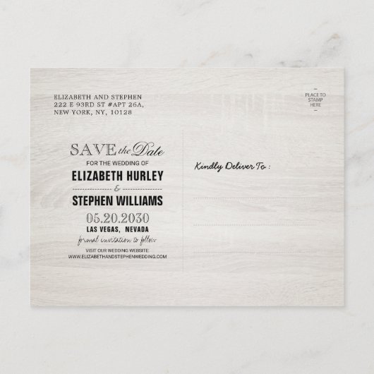 Save The Date ラスティックウッド メイソンジャー ストリングライト 案内ポストカード (裏面)