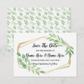 Save The Date ラスティックゴールドフレーム リーフ招待状 セーブザデート (正面/裏面)