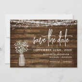 Save the Date ラスティック ファームハウス ストリング ライト セーブザデート (正面)