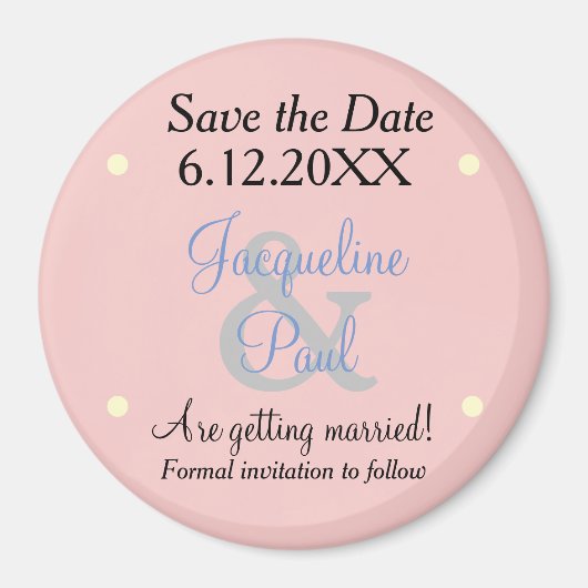 Save the Date ローズ ブルー パステル マグネット (正面)