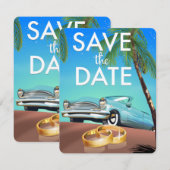 Save the Date ヴィンテージカーと結婚指輪 (正面/裏面)