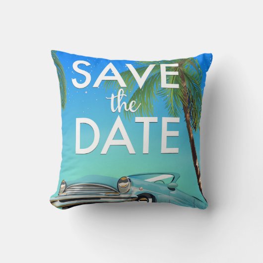 Save the Date ヴィンテージカーと結婚指輪 クッション (正面)