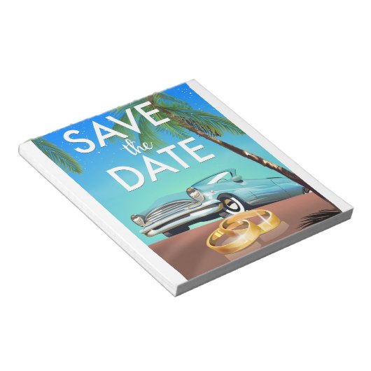 Save the Date ヴィンテージカーと結婚指輪 ノートパッド (アングル)