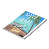 Save the Date ヴィンテージカーと結婚指輪 ノートパッド (回転)