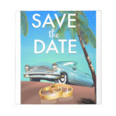 Save the Date ヴィンテージカーと結婚指輪 ノートパッド (正面)
