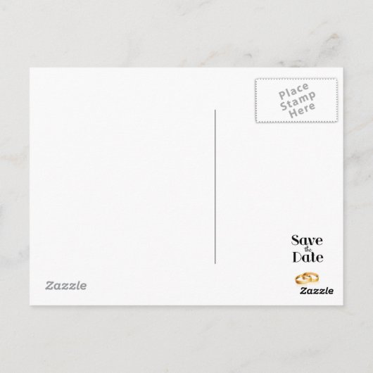 Save the Date ヴィンテージカーと結婚指輪 ポストカード (裏面)