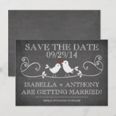 SAVE THE DATE ヴィンテージチョークボード ラブバーズ セーブザデート (正面/裏面)