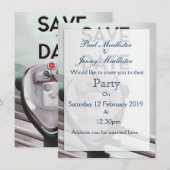 Save The Date ヴィンテージ望遠鏡の観察者 招待状 (正面/裏面)
