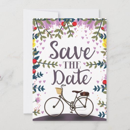 Save The Date ヴィンテージ自転車 招待状 (裏面)