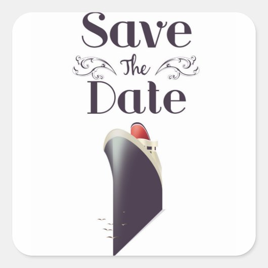 Save the Date ヴィンテージ航海招待状 スクエアシール (正面)