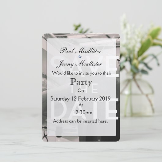 Save the Date ヴィンテージ航空機格納庫 招待状 (スタンド正面)