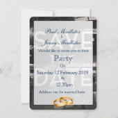 Save the Date ヴィンテージ航空機格納庫 招待状 (正面)