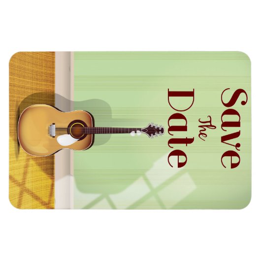 Save the Date ヴィンテージ アコースティックギター マグネット (横)