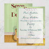 Save the Date ヴィンテージ アコースティックギター 招待状 (正面/裏面)