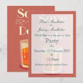 Save The Date ヴィンテージ ウイスキー ドリンク 招待状 (正面/裏面)