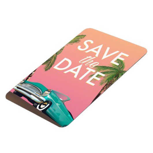 Save the Date ヴィンテージ コンバーチブル カー マグネット (左側)