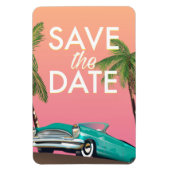 Save the Date ヴィンテージ コンバーチブル カー マグネット (縦)