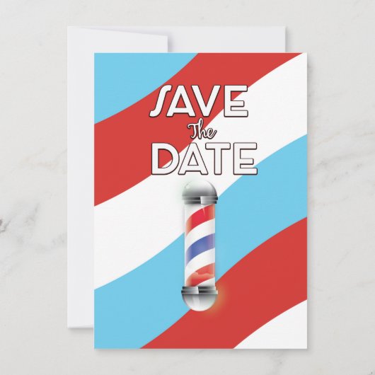 Save the Date ヴィンテージ バーバー ショップ 招待状 (裏面)