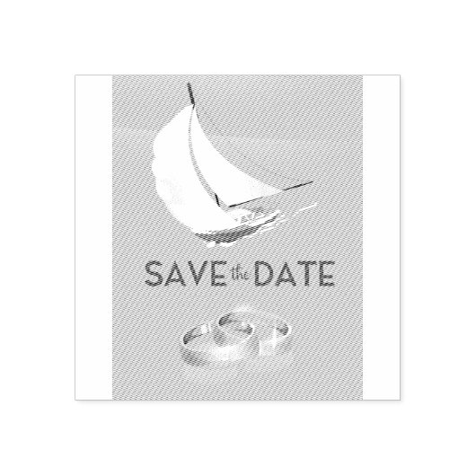 Save the Date ヴィンテージ ヨットと結婚指輪 ラバースタンプ (インプリント)