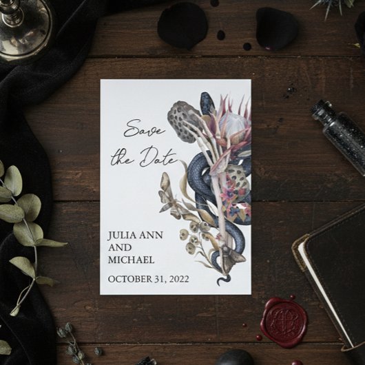 Save the Date 不気味なハロウィンの花 ノートカード