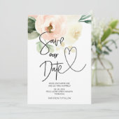 Save The Date 優しいピンクの花柄 ウェディング 招待状 (スタンド正面)