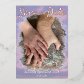 Save the Date: 夢の雲の恋人テーマ 箔招待状 (正面)