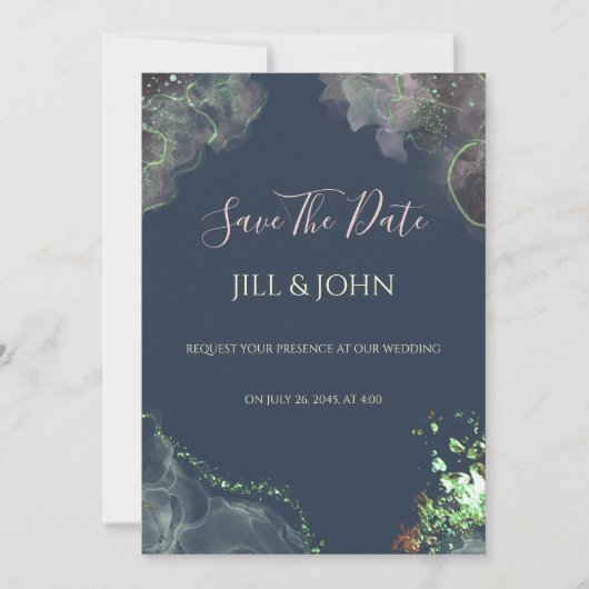 Save The Date 招待状 結婚式 エメラルドグリーン (正面)