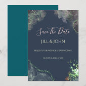 Save The Date 招待状 結婚式 エメラルドグリーン (正面/裏面)
