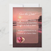 SAVE THE DATE 暖かな夕日のビーチのご案内 招待状 (正面)