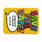 SAVE THE DATE 楽しいレトロ漫画ポップアート マグネット (横)