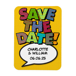 SAVE THE DATE 楽しいレトロ漫画ポップアート マグネット