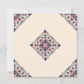 Save the Date, 民芸風花柄, 赤白青 招待状 (裏面)