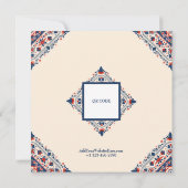 Save the Date, 民芸風花柄, 赤白青 招待状 (裏面)