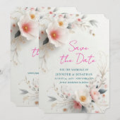Save The Date 水彩 花 文字 セーブザデート (正面/裏面)